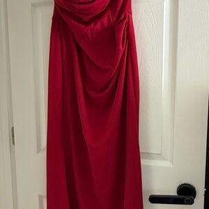 David's Bridal Strapless Red Dress